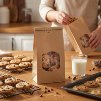 Sacs à pain en plastique avec fenêtre en papier, sacs en papier avec lien et fermeture métalliques pour grains de café, sacs en papier kraft personnalisés