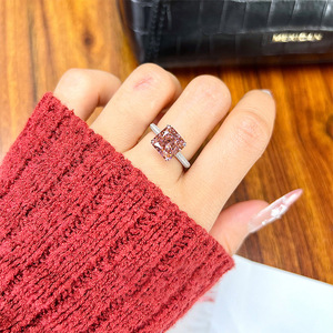 Anillo Abierto de Plata con Diamante de Corte Radiante de 4 Quilates, Comparable con el Corte Flor de Hielo, Color Chapeapara Chamongkong, Estilo Princesa - Product Image 2