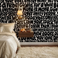 Papier peint mural moderne classique noir et blanc avec citations et lettres, imperméable, pour la décoration murale de la maison
