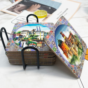 Custom Printing Square Round Blank Drinking Cork Coaster With Holder Set Disposable Absorbent Coffee Cup Paper coaster for Drink
