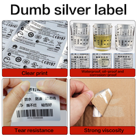 Étiquettes autocollantes en PET/PVC argentées mates imperméables, étiquettes d'impression de codes-barres, transfert thermique, étiquette brillante en polyester