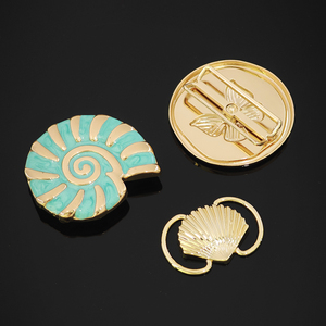Boucles décoratives en métal en forme de coquillage, étoile de mer et papillon, plaquées or vert, de forme irrégulière - Product Image 6