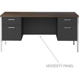 Alera ALESD6024BM Credenza de acero con doble pedestal, 60w x 24d x 29-1/2h, escritorios de oficina en nogal/negro - Product Image 6