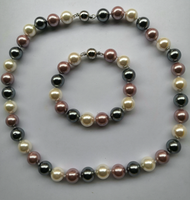 Collar anudado con cierre magnético para mujer, joyería de perlas de concha grande de lujo, 14mm