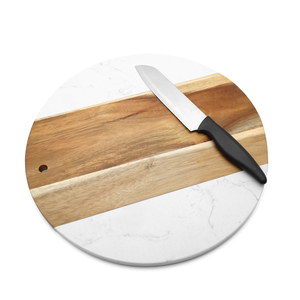 Planche à charcuterie en marbre : Planche à découper en bois d'acacia et en marbre, disponible en petite et grande taille - Product Image 5