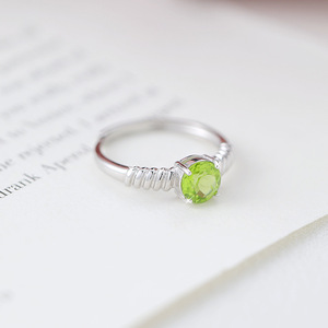 8 Fine 6mm Round Cut Natural Stone <b>Solitaire</b> <b>Rings</b> Adjustable 925 Sterling <b>Silver</b> High Quality Colorful Gemstone Jewelry Women - Product Image 4