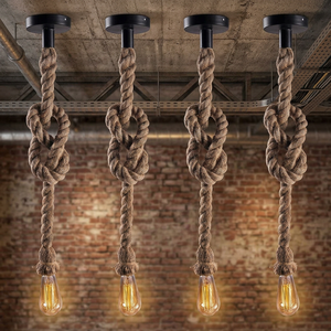 Lampe suspendue murale en métal artisanal moderne avec corde en jute pour la décoration de la maison, idéale pour les anniversaires, la salle à manger et la chambre à coucher - Product Image 1