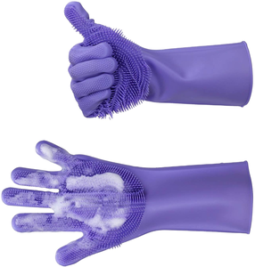 قفازات سيليكون مع غسل الغسيل قفازات من الجلد-اللاتكس الحرة تنظيف المطبخ Sc قفازات من الجلد غسل الاطباق - Product Image 2