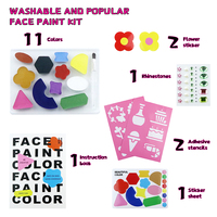 GP Professional 16 couleurs à base d'eau Vegan Split Rainbow Face Body Paint Kit Pochoirs à paillettes pour enfants Fournitures de peinture corporelle