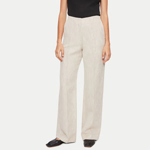 Pantalons pour femmes sur mesure en lin <span class=keywords><strong>blanc</strong></span> et coton décontractés à taille haute avec fermeture éclair cachée, pantalons de survêtement longs - Product Image 1