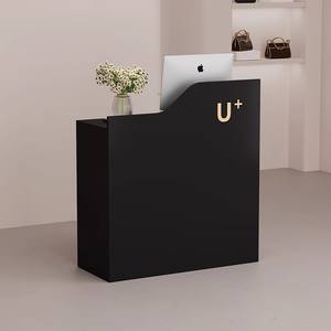 Mostrador de Recepción Clásico de 100 cm, Pequeño, de Alta Calidad, Personalizado, Duradero, en Color Beige, Blanco y Rosa, para Muebles de Salón de Belleza - Product Image 2