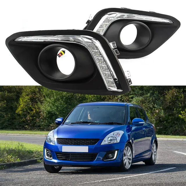 2PCS Car Daytime Running Light DRL Fog Lamps for Suzuki Swift 2014 2015 2016 Fog Light + Cover White Running Daylights