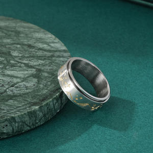 Alin Neu angekommen 18 Karat vergoldet Edelstahl Zirkon Dreh ringe Großhandel für Jungen - Product Image 3