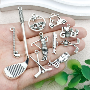 Accessoires en alliage rétro DIY, finition argent antique, support de balle de golf pour équipement sportif - Pendentif porte-clés - Product Image 2
