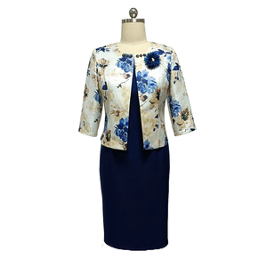 Conjunto de Vestido de Dos Piezas Elegante y Formal de Tela Brocada para Mujer, Talla Grande, Largo hasta la Rodilla, 2022 - Product Image 4
