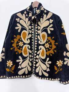 Handmade Suzani Embroidered Velvet Robe <b>Coat</b> Bohemian Floral Long <b>Cardigan</b> Women Festival Overcoat Low MOQ Supplier - Product Image 5