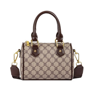 Sac à main Boston de haute qualité, durable, portable, à motif géométrique, en PU, avec fermeture éclair et rivets, sac à main de marque de créateur pour un usage quotidien. - Product Image 3