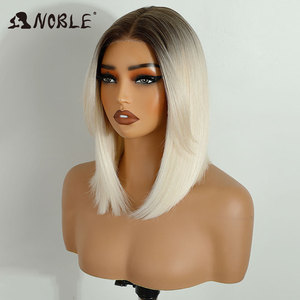 Cho Tổng Hợp Ren Phía Trước Tóc Giả Cho Phụ Nữ 12 Inch Cosplay Ngắn Bob Ren Tóc Giả Bangs Pre Ngắt Pre-Cắt Trong Suốt 180% Mật Độ - Product Image 3