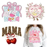 Stiker Transfer Panas DTF yang Dapat Dicuci, Siap Dipres untuk Kaos dan Tas, Motif Mama Hewan Lucu, Coquette Berry, Hari Ibu