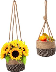 KUYUE cestini per fioriere appesi per piante da interno in <span class=keywords><strong>corda</strong></span> di iuta intrecciata appendiabiti moderno per piante da appendere - Product Image 4