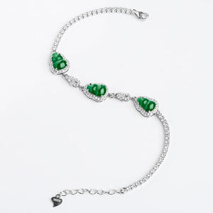 Pulsera de Jadeíta Natural con Forma de Calabaza, Incrustaciones de Plata S925, Accesorio Femenino de Alta Gama, D204 - Product Image 4