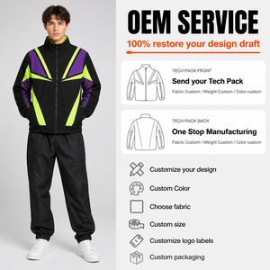 XINHUI Unisex Colorblock Fleece Full Zip Long <b>Jacket</b> Ribbed Cuff Summer Streetwear Custom OEM ODM Wholesale Bulk Waterproof - Product Image 1