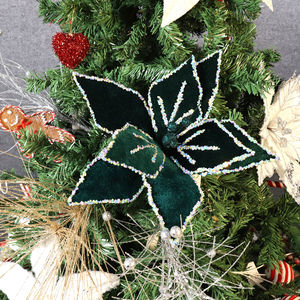 ขายร้อนที่ละเอียดอ่อน Navidad คริสต์มาส Sante สีเขียวตกแต่งต้นคริสต์มาสสีชมพู Poinsettia ดอกไม้ 2025 รายการคริสต์มาส - Product Image 3