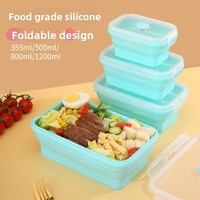 Boîte à lunch carrée pliable en silicone de qualité alimentaire, compatible micro-ondes, pour camping, assiette de dîner, boîte bento, boîte de rangement pour réfrigérateur