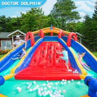 Docteur dauphin conception chaude de haute qualité en gros enfants fête en plein air Double toboggan gonflable videur grand château sautant