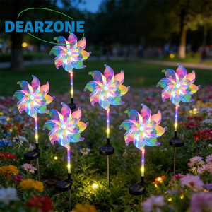 Lampe <span class=keywords><strong>solaire</strong></span> LED extérieure étanche RGB multicolore en forme <span class=keywords><strong>de</strong></span> <span class=keywords><strong>moulin</strong></span> à vent pour pelouse, parc, allée, portail, sécurité, aménagement paysager et événements - Product Image 1