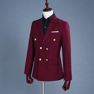 Esmoquin de novio <span class=keywords><strong>rojo</strong></span> <span class=keywords><strong>vino</strong></span> <span class=keywords><strong>para</strong></span> boda, <span class=keywords><strong>trajes</strong></span> de cantante de doble botonadura, traje ajustado <span class=keywords><strong>para</strong></span> baile de graduación, traje informal de moda <span class=keywords><strong>para</strong></span> <span class=keywords><strong>hombre</strong></span> - Product Image 2