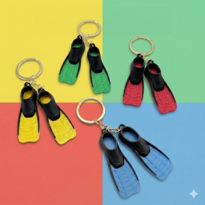 Mini porte-clés en plastique en forme de palmes de plongée 3D, mignon et réaliste, pour les amateurs de plongée sous-marine et de plongée avec tuba, pour les amoureux de l'océan et de la plage - Product Image 5