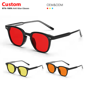 Gafas de Moda Clásicas con Montura Óptica TR90 y Lentes Naranja Amarillo de Diseño Personalizado Unisex con Bloqueo de Luz Azul - Product Image 1