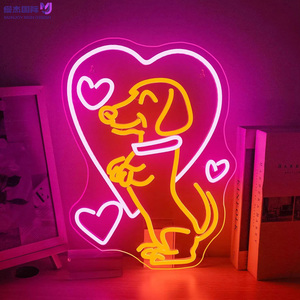 Enseigne néon LED dimmable 16,5 pouces <span class=keywords><strong>en</strong></span> forme <span class=keywords><strong>de</strong></span> <span class=keywords><strong>chien</strong></span> teckel, alimentation multi-USB, décoration murale pour chambre d'animaux, Saint-Valentin, vente <span class=keywords><strong>en</strong></span> gros, personnalisable - Product Image 1