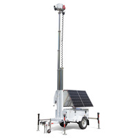 Remorque CCTV mobile portable certifiée DOT, livrée avec un mât télescopique de 7 m et une boîte de caméra
