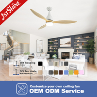 Ventilateur de plafond 1stshine de 52 pouces avec lumière LED, moteur AC, pales en bois massif, économie d'énergie, télécommande, moderne