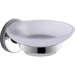 FELCE LINE - Jabonera Cromada y Blanca Satinada 11X12.5X5.6CM - Product Image 1