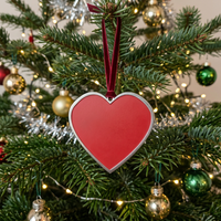 Ornement suspendu en forme de cœur personnalisé - Alliage de zinc, remplissage en verre rouge, vente en gros, logo personnalisé pour la décoration de l'arbre de Noël