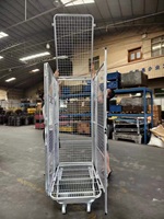 Conteneur à roulettes logistique pliable à 4 faces, robuste, en treillis métallique, chariot de manutention