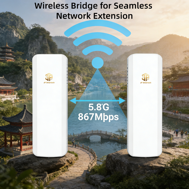 5 KM Outdoor Wireless Bridge 5.8GHz Long Range Point to Multi-Point Weatherproof VPN QoS Firewall Industrial Use