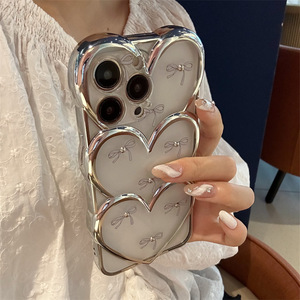 Custodia per telefono carina con grandi cuori con perla trasparente per <span class=keywords><strong>iPhone</strong></span> 15 13 <span class=keywords><strong>11</strong></span> 14 12 <span class=keywords><strong>Pro</strong></span> Max in <span class=keywords><strong>Cover</strong></span> posteriore in <span class=keywords><strong>Silicone</strong></span> morbido elettrolitico adorabile - Product Image 3