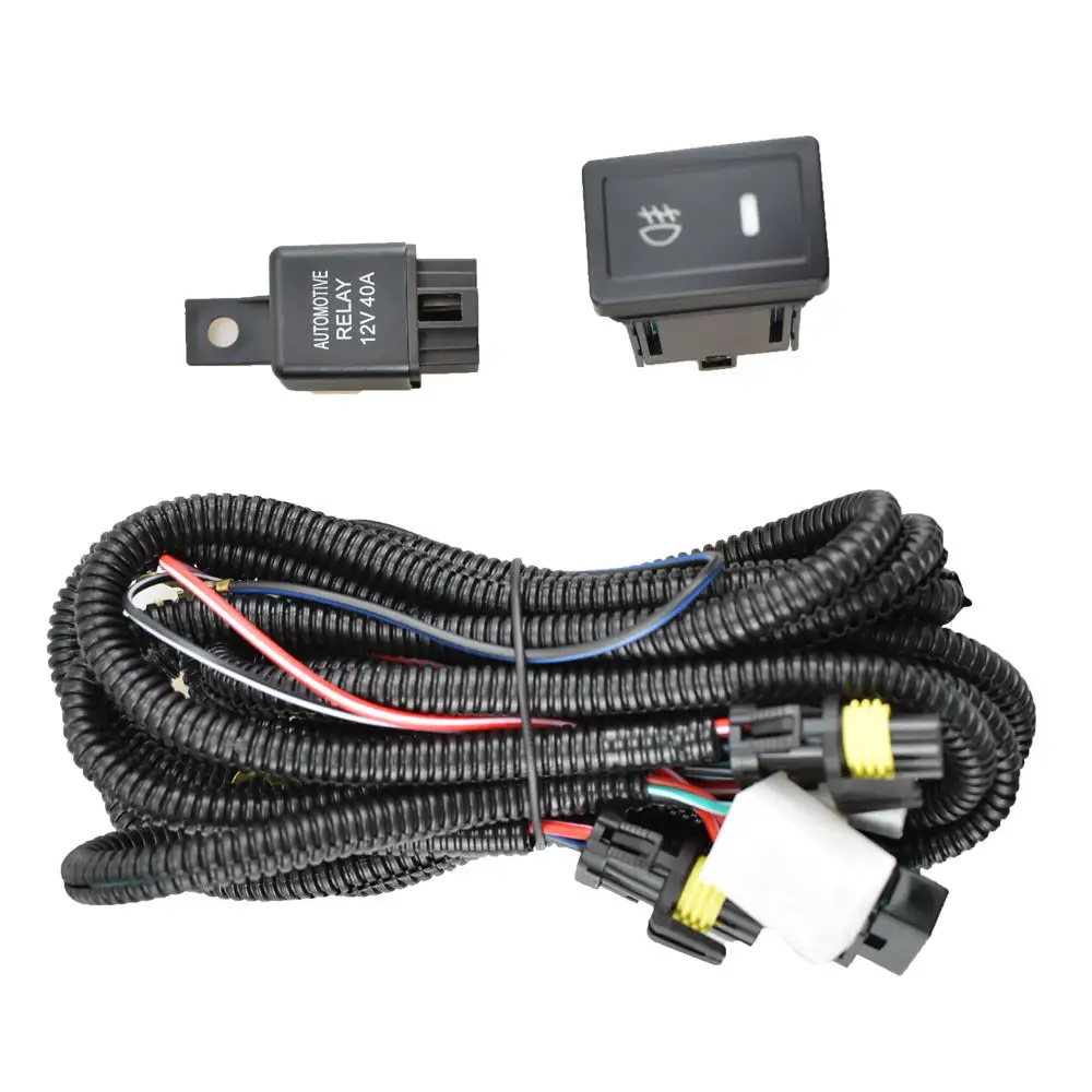 Car Fog Light H11 Wiring Harness Fuse Relay Cable Switch Kit For S-uzuki Swift III MZ EZ Hatchback 2005-2009