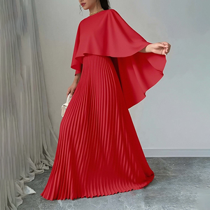 Abito Estivo Casual a Tinta Unita con Maniche a Pipistrello, Orlo Arricciato, Vita Naturale, Tessuto Plissettato, Taglie Forti da Donna - Product Image 5