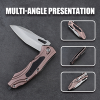 Couteau de survie pliable d'extérieur en acier 3Cr13 personnalisé Hongrui, couteau de poche pour le camping et la chasse, manche en alliage d'aluminium