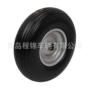 Roue à roulettes solide 4.00-6, bande de roulement ferme, jante en fer, type à trous de boulons, durable pour utilisation avec des outils - Product Image 1