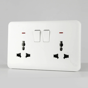 Anh tiêu chuẩn 2-gang đôi <span class=keywords><strong>13A</strong></span> MF Switched ổ cắm tường chuyển đổi đối với trang chủ với Neon chiếu sáng - Product Image 1