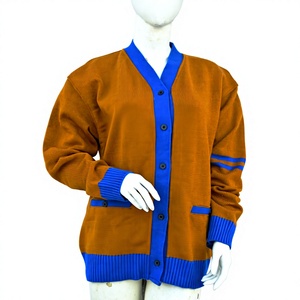 <b>Mustard</b> School <b>Jumper</b> V Neck Cardigan Knitted Fabric Acrylic Wool Anti-Pill Custom Clothing Autumn Embroidery - Product Image 1