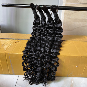 Afro crespo sfuso dei capelli umani onda di acqua senza trama 100% le estensioni dei capelli intrecciati umani indiani non trasformati - Product Image 3