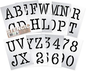 Pochoirs de lettres majuscules de 4 pouces de haut, alphabet et chiffres de 0 à 9, lettres capitales de machine à écrire sur 9 feuilles de 11,5 x 8 - Product Image 3