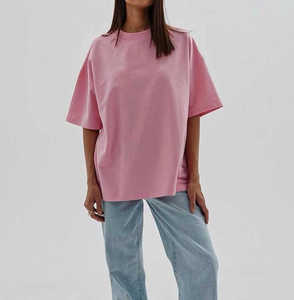 Camiseta extragrande de algodón de alta calidad para mujer, camiseta en blanco con hombros caídos de tamaño Regular - Product Image 3